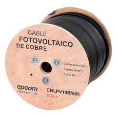 Carrete de 500 Metros / Cable Fotovoltaico Negro / 6mm² (10AWG) / Material COBRE /  2000 Vcc
