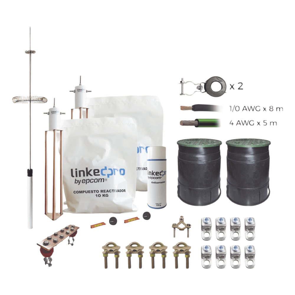 Kit Pararrayo  LINKEDPRO con Accesorios de Instalación en Torre de Hasta 3 m de Altura.
