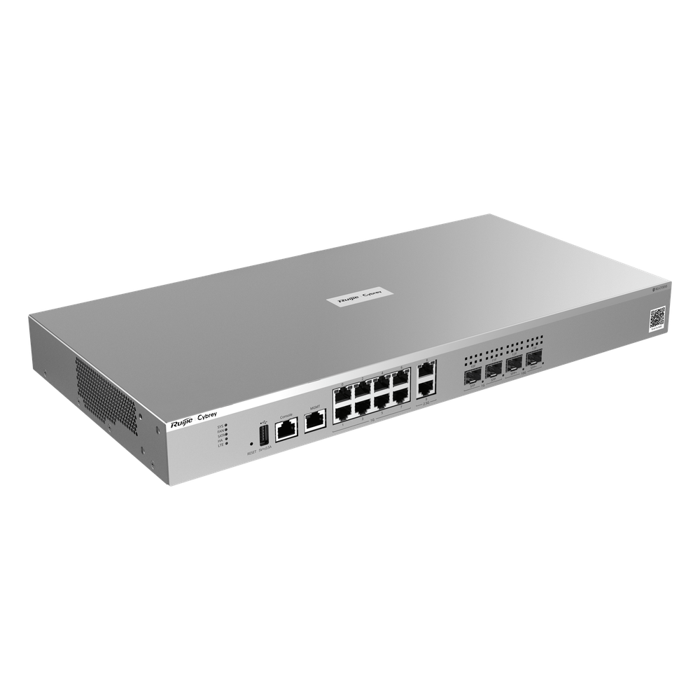 Firewall Next Generation / Empresarial / 9 Gbps Throughput / 8 Puertos Gigabit + 4 x 2.5G + 2 x SFP + 2 x SFP+ / Gestión Cloud / IPS + Antivirus + Application Control / Defensa DDoS / AI-Powered Security / Rack 1U 440 mm (17.32 in) / Línea Cybrey
