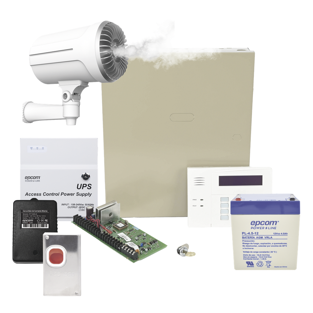 Kit de panel de alarma con generador de niebla de seguridad para disuasión de intrusos
