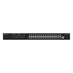 Switch PoE+ no Administrable, hasta 180 Watts Ideal para CCTV, 24 Puertos 10/100 PoE+, 2 Uplinks Gigabit (1 SFP COMBO)