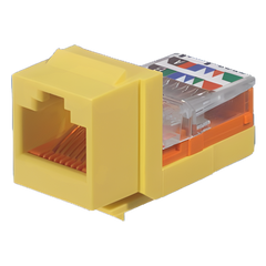Conector Jack Estilo Leadframe, Tipo Keystone, Categoría 5e, de 8 Posiciones y 8 Cables, Color Amarillo