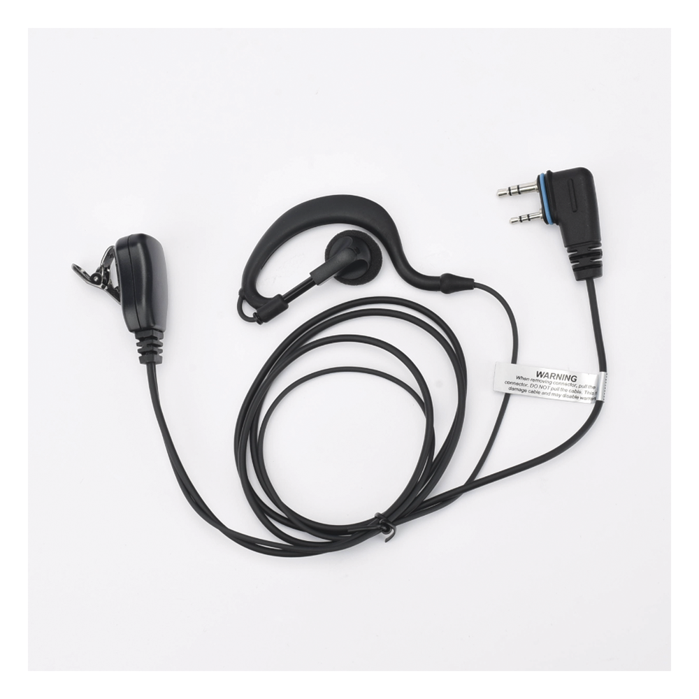 Micrófono-Audífono de Gancho Ajustable / Conector 2 Pines / PTT de Solapa / Kevlar / Compatible ICOM