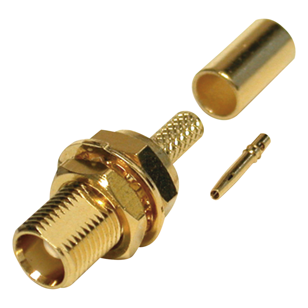 Conector MCX Hembra para Panel Trasero D-Plano, de Anillo Plegable para RG-316/U, Grupo B, Oro/ Oro/ Teflón.