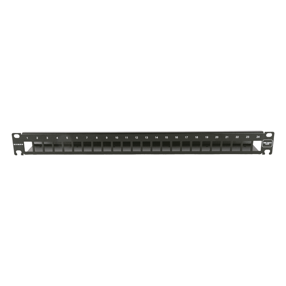 Patch Panel 10G MAX UTP / 24 Puertos Vacíos / 1U Rack 19" / Compatible Z-MAX® y UltraMAX™ / Color Negro / Administrador de Cable Integrado
