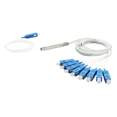 Splitter (Divisor Óptico) tipo PLC, de 1x8, conectores SC/UPC