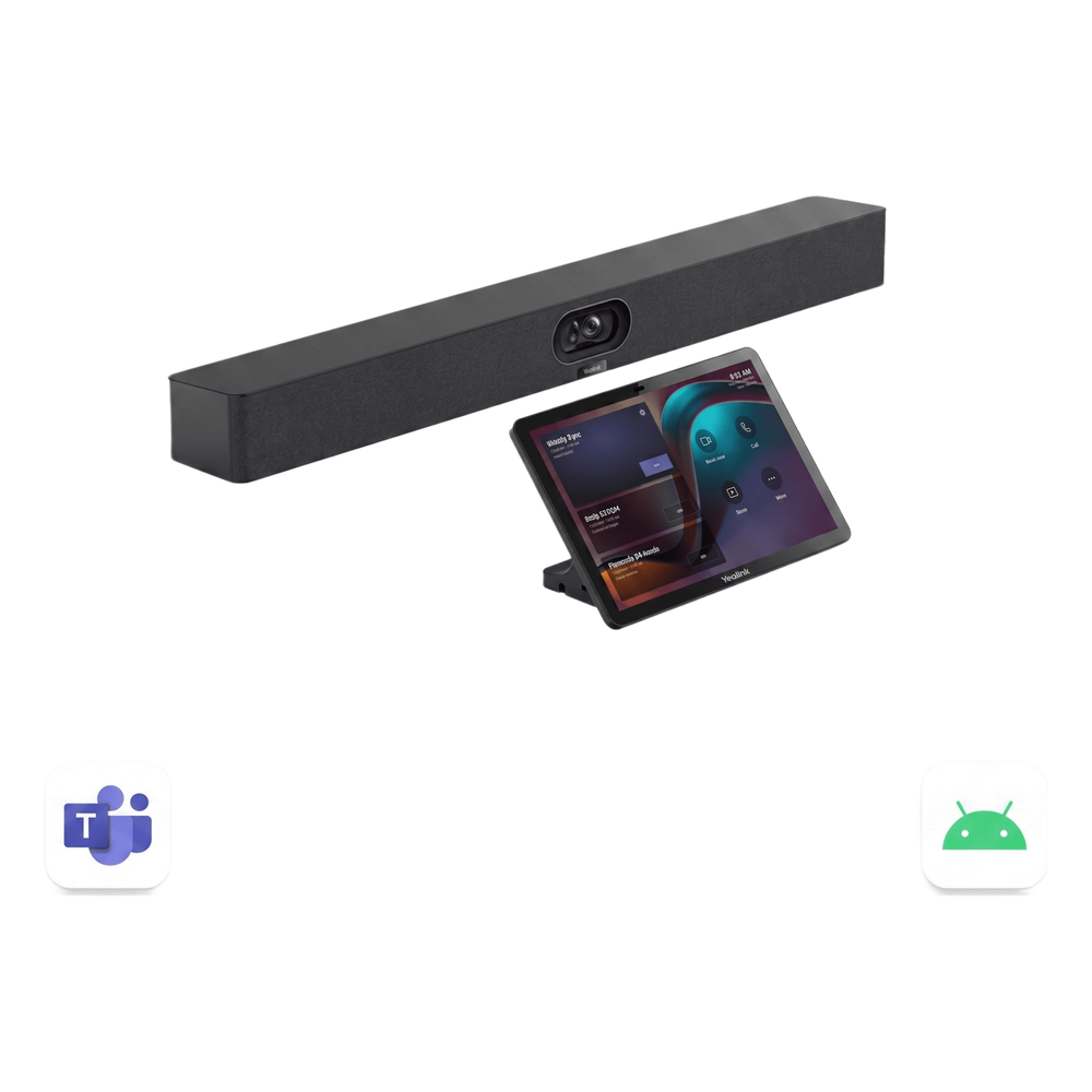 Barra de Videoconferencia Yealink A40 para Salas Medianas con Android Integrado Compatible con Teams Rooms, Zoom Rooms, RingCentral Rooms y BYOD- Incluye Panel Touch