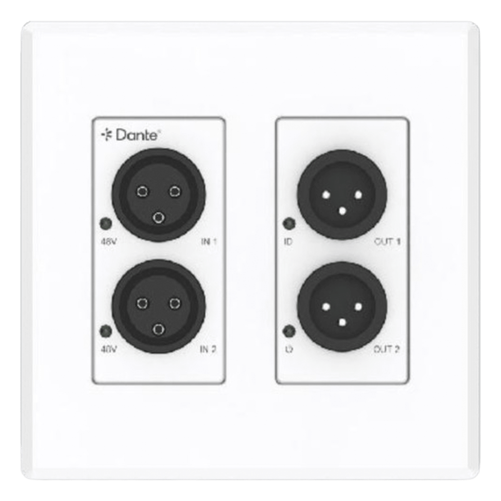 Extensor de Audio Analógico XLR a Dante® | 2 Entradas y 2 Salidas | Conversión Digital de Audio | PoE IEEE 802.3af | Phantom Power 48V | Latencia Configurable 1-5ms | Rango Dinámico >90dB