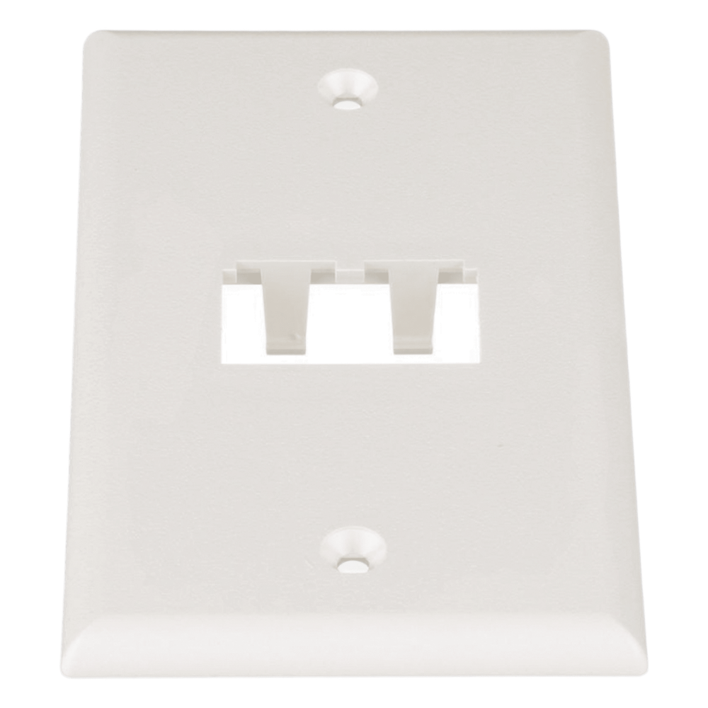 Placa de Pared Vertical Clásica, Salida Para 2 Puertos Mini-Com, Color Blanco Mate