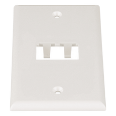 Placa de Pared Vertical Clásica, Salida Para 2 Puertos Mini-Com, Color Blanco Mate