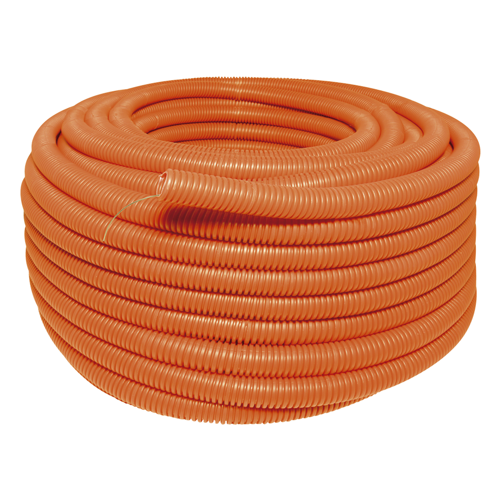 Manguera Poliducto Corrugado Flexible Naranja Reforzado de 1" x 50 m Para Instalaciones Eléctricas /Polietileno Alta Densidad HDPE/ Sin guía /Resistente a Intemperie.
