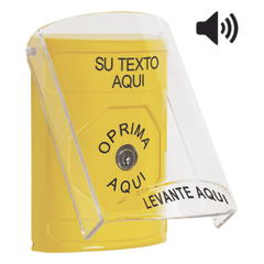 Botón con Texto Personalizado, Tapa Protectora de Policarbonato Súper Resistente, Bocina integrada, Llave para Restablecer