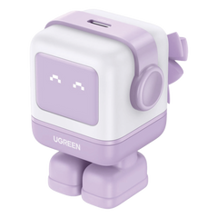 Cargador Mini GaNRobot 30W serie UNO | 1 USB-C de Carga Rápida | Tecnología GaN II | Multiprotocolo PD/QC/SCP/FCA | Carga Inteligente | Pantalla LED | Zapato Magnético Extraíble | Thermal Guard | Color Lila.