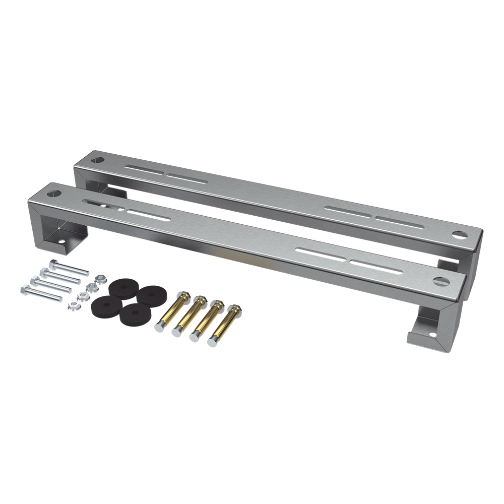 Base para minisplit para piso universal ajustable para capacidades de 1 a 3 toneladas con pernos deslizables y amortiguación