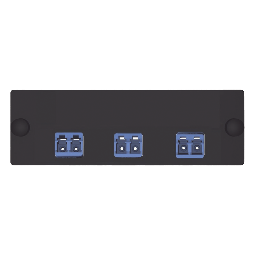 Placa Acopladora de Fibra Óptica FAP, Con 3 Conectores LC Duplex (6 Fibras), Para Fibra Monomodo OS1/OS2, Color Azul