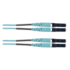 Jumper de Fibra Optica Multimodo 50/125 OM3, LC-LC Duplex, LSZH (Cero Halógenos), Color Aqua, 2 Metros (6.56 Pies)