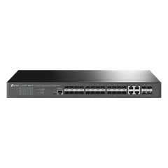 Switch de Fibra Óptica L2+ Omada / 24 puertos SFP 1GE / 4 Puertos Combinados SFP+/RJ45 Gigabit / 2 Puertos Consola RJ45|micro-SUB / Administración Centralizada Omada o Stand-Alone / Compatile con IPv6 /  Multicast IGMP
