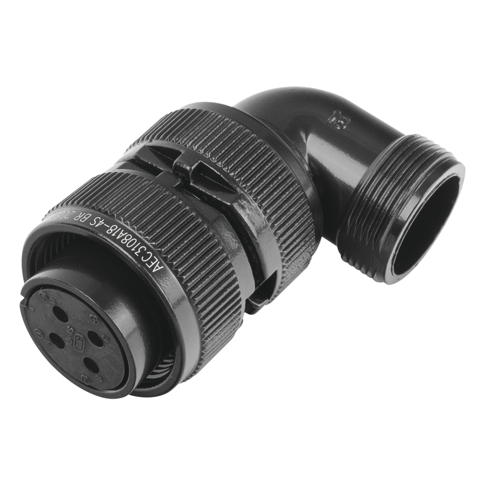 Conector Plug en Ángulo Recto de 4 Contactos Hembra Soldables para Radio de Locomotora.