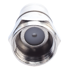 Conector F Macho Plegable, Con PIN para Cable RG-59, Cuerpo de Bronce Niquelado.