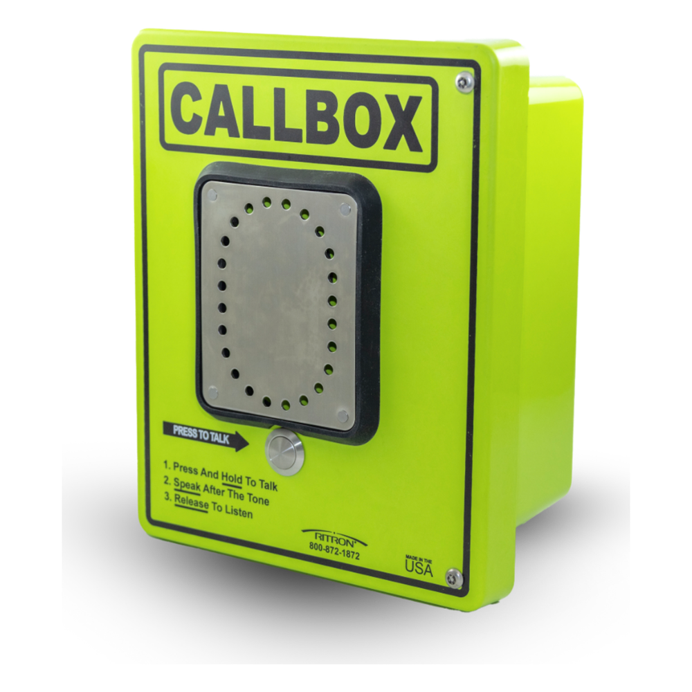 Callbox HD Series / Intercomunicador Bidireccional UHF / 2W Transmisión / IP65 Antivandálico / Fibra de Vidrio / Mensajes de Voz / Relay Control de Acceso / Sensor Input