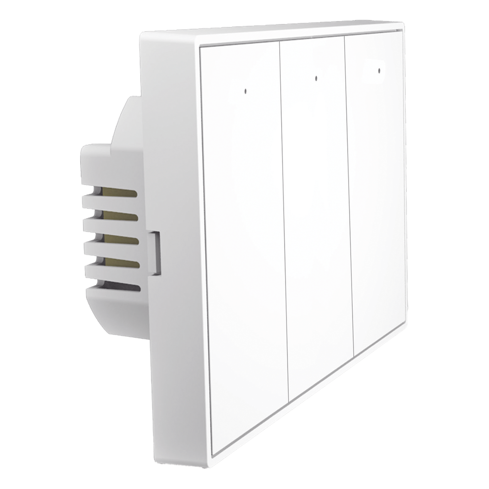 Interruptor On/Off panel táctil touch inalámbrico ZigBee Plus 3 botones. Compatible Control Akubela