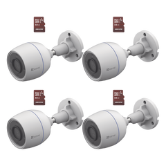 Kit de Camaras WiFi, Incluye 4 Piezas CS-H3C y 4 Piezas HS-TF-E1/32G  / Detección de Movimiento