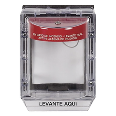 Cubierta Protectora de Policarbonato Serie Stopper IIÆ, Con Bocina, Con Espaciador, Montaje Empotrado, Etiqueta en Español, IP54