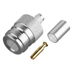 Conector N Hembra de Anillo Plegable para Cable PROFLEX ó Grupo P, Plata/ Oro/ Teflón.