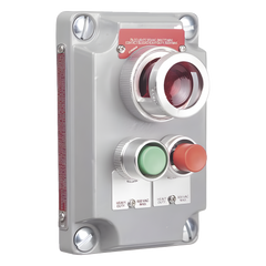 Cubierta para Estación de Control con 2 Botones Pulsadores Rojo-Verde y Luz Piloto Roja / Uso en Áreas Clasificadas