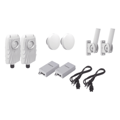 Kit de 2 radios B5X con 2 antenas de (12 dBi), rango de frecuencia extendida (4.9 a 6.4 GHz),  incluye inyector POE, cable de alimentación y 2 FLEXIMOUNT-XL para alineación, distancia de hasta 2 km