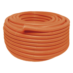 Manguera Poliducto Corrugado Flexible Naranja Reforzado de 1/2" x 100 m Para Instalaciones Eléctricas  /Polietileno Alta Densidad HDPE/ Con guía /Resistente a Intemperie.