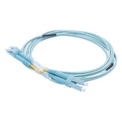 Jumper de Fibra Óptica Multimodo OM3 50/125 LC-LC OFNR (Riser), 2.0 mm, Dúplex, Aqua, 2 Metros (6.56 Pies)