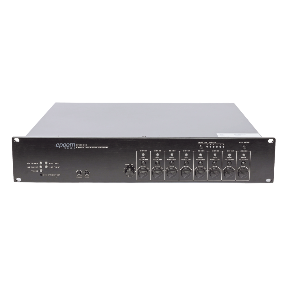 Controlador de Extensión de Evacuación de Voz | 8 Zonas | 500W | Soporta Máx. 19 SF6200MS en Cascada
