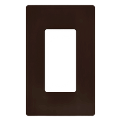 Placa de pared Claro de 1 espacio (1-gang) sin tornillos visibles, apertura tipo decorador, acabado brillante color café, para atenuadores e interruptores Lutron