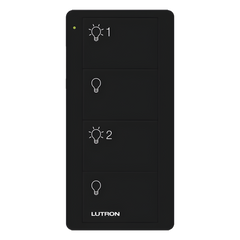 Control Pico inalámbrico de 4 botones color negro para encender y apagar 2 grupos de luces, compatible con Caseta Wireless, RA2 Select, RadioRA 2 y HomeWorks QS