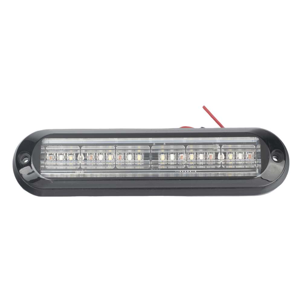 Luz Auxiliar Ultra Brillante  IP67 de 18 LEDs, Color Rojo/Azul/Ambar, con mica transparente y bisel negro