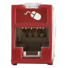 Jack Ultramax Cat6, UTP, Montaje Híbrido en Placa de Pared (Plano y Angulado), Color Rojo, Punch Down