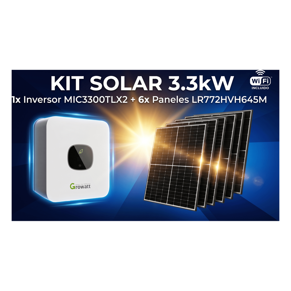 Kit Solar Interconexion  / 3kW  220Vca / Inversor GROWATT/ Montaje Incluido