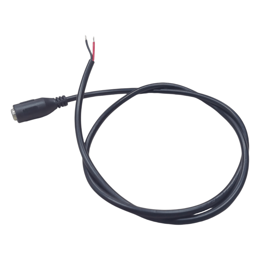 Cable con Conector Macho (Pigtail) / Forro Negro | Alimentación para Vcc con Puntas Libres | Polarizado | Largo 22 cm (8.66 Pulgadas) | Calibre 22AWG.