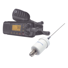 Kit de radio UM385BK | mas antena marina de fibra de vidrio TX-1600-SYS