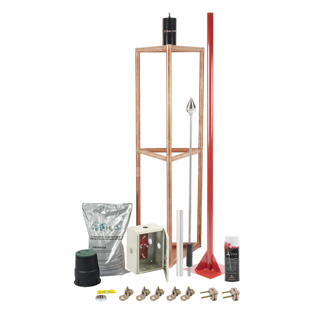 Kit Pararrayo con Accesorios para Protección de Diámetro de 300m.