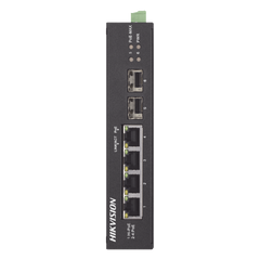 Switch Industrial No Administrable Gigabit / 3 Puertos Gigabit PoE+ (30 W) + 1 Puerto Gigabit PoE++ (60 W) / 2 Puertos SFP / 65 W Total / 48 a 57 VCD / Ideal para Proyectos / 300 Metros de Distancia