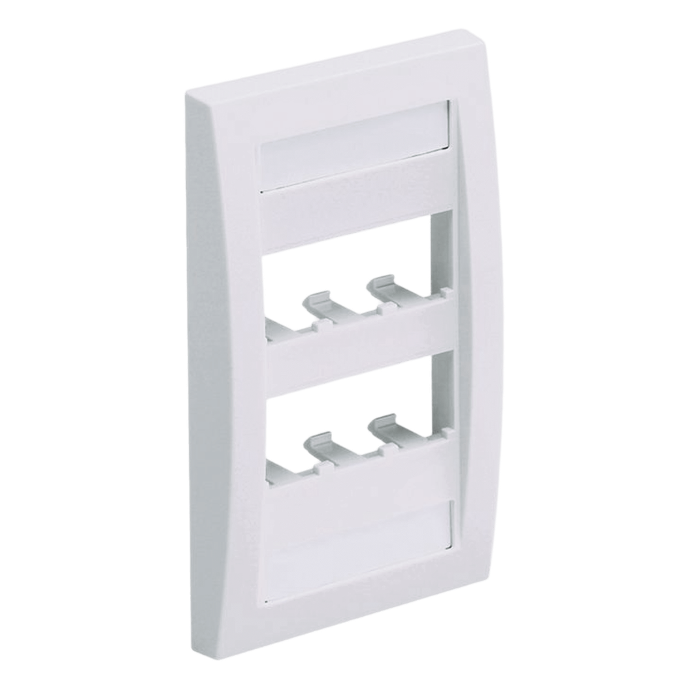 Placa de Pared Vertical Ejecutiva, Salida Para 6 Puertos Mini-Com, Con Espacios Para Etiquetas, Color Blanco Mate