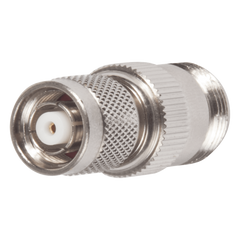 Adaptador en Línea, de Conector TNC Macho Inverso a N Hembra, Niquel/ Oro/ Teflón.