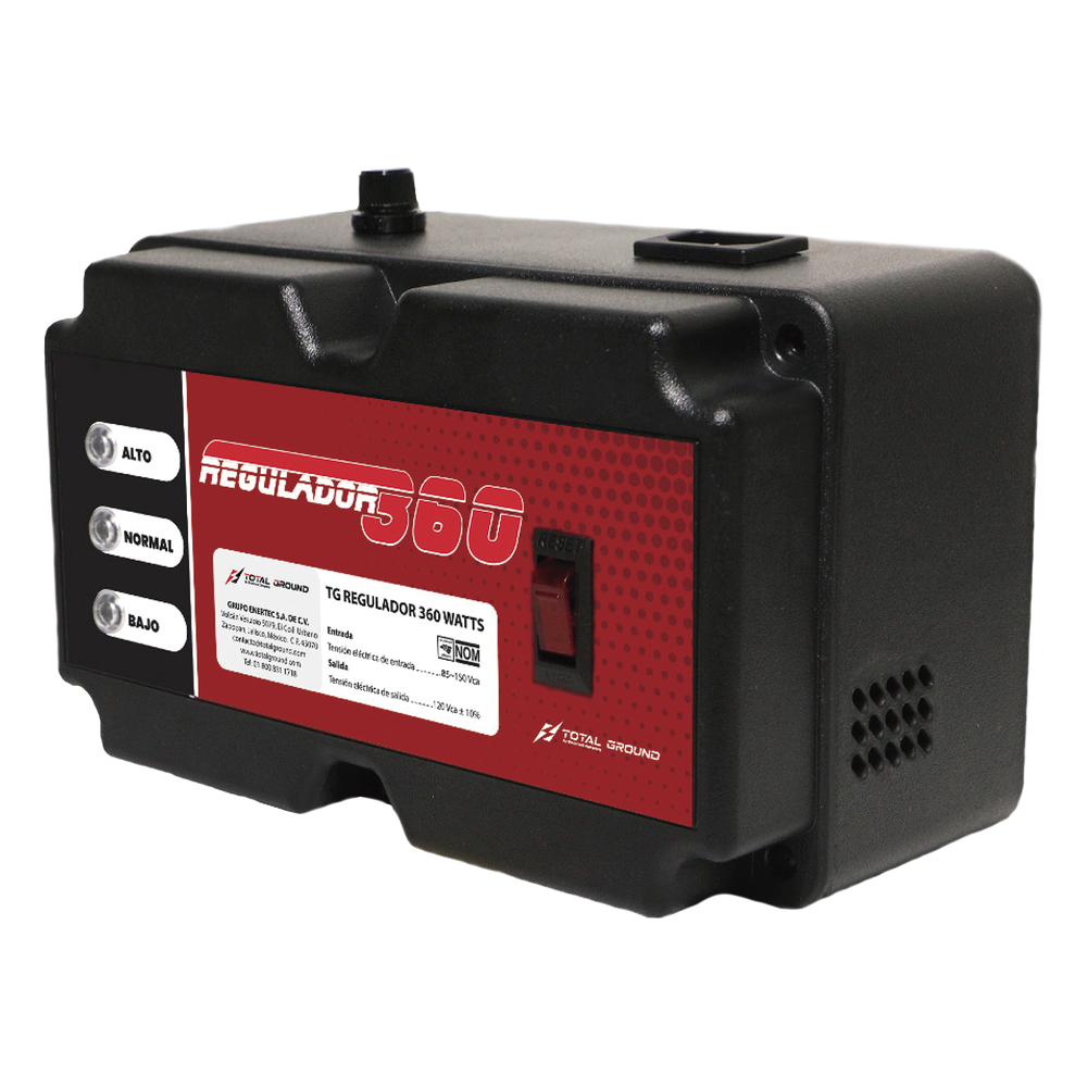 Regulador de Voltaje TOTAL GROUND de 450VA/360 Watts, 480 Joules de Protección L-N, L-G y N-G.