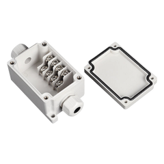 Caja de Conexión Exterior con Conexión Lateral para 4 Líneas (doble tornillo). Incluye Glándulas.