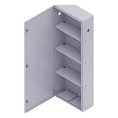 Gabinete para instalación de 4 Baterías , Fabricado en Lámina Galvanizada, Accesorios para poste (No incluidos)
