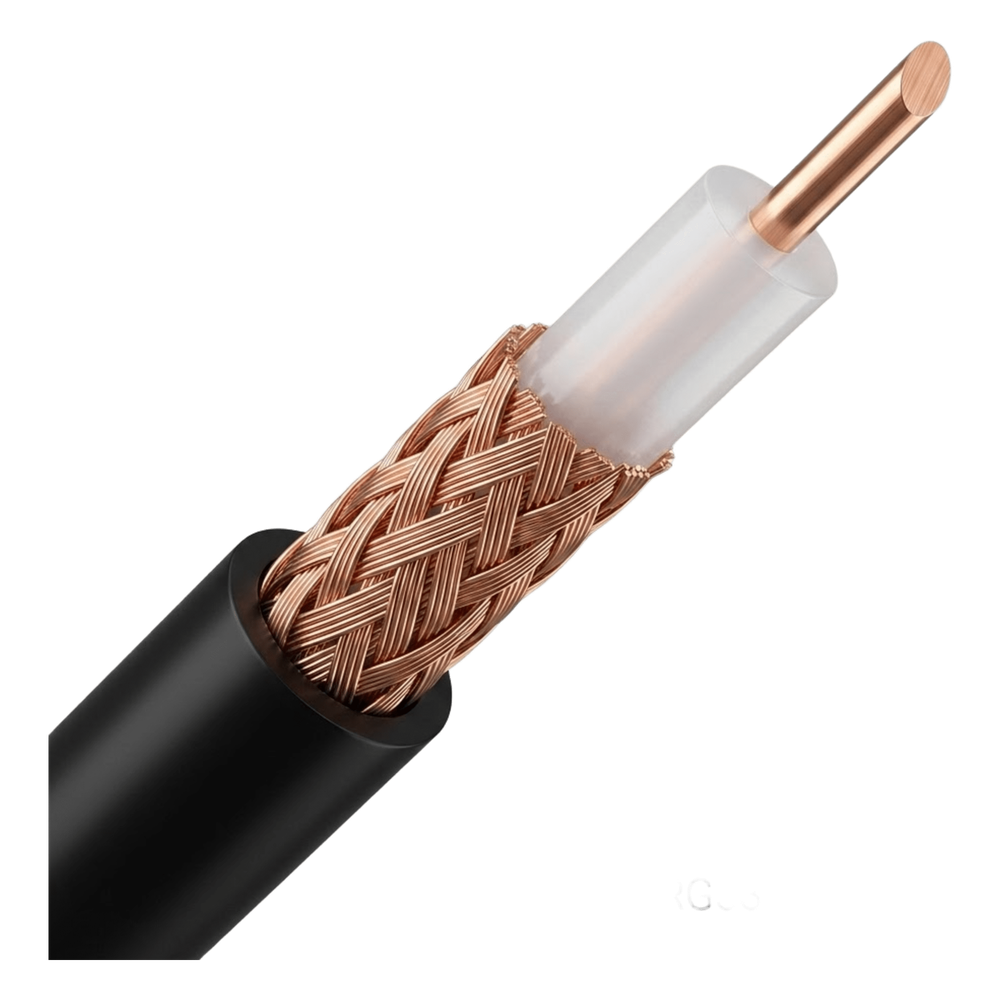 Cable Coaxial RG58/U | Bobina de 500 metros | Conductor Cobre 20 AWG | Malla 95% | Impedancia 53 &Omega; | Atenuación 55.9 dB/100m @ 1000 MHz | Certificación UL & ETL