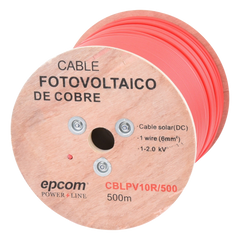Carrete de 500 Metros / Cable Fotovoltaico Rojo  / Material COBRE / 6mm² (10AWG) / 2000 Vcc