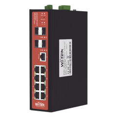Switch Industrial Administrable / PoE Mixto 24/48V / 8 Puertos Gigabit + 4 SFP / Puertos 3-4 802.3 af/at/bt 60W / Protección 8kV / Riel DIN